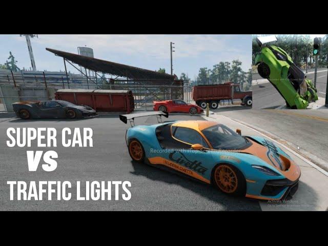 Crazy Driver - Super Car VS Traffic lights BeamNG Drive