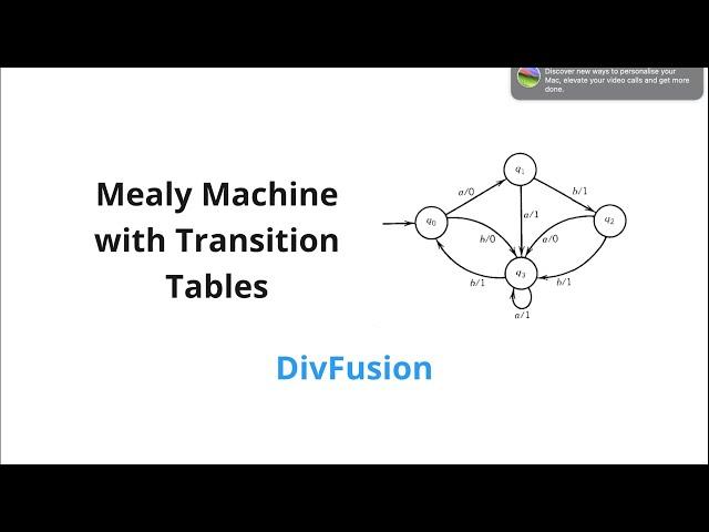 Mealy Machine  | Finite Automata with output | Diagram | Transition table | Div Fusion