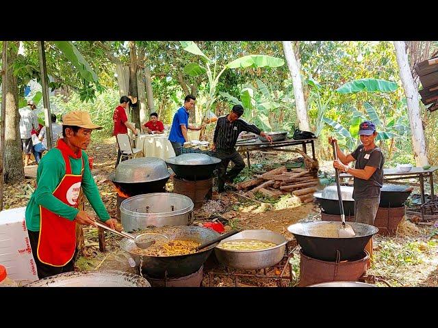 Traditional Food Cooking For Khmer Wedding in Kandal Province, Cambodia Wedding Party in Countryside