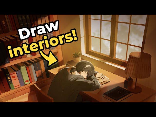 Draw Cozy Interior Backgrounds Using Perspective Rulers