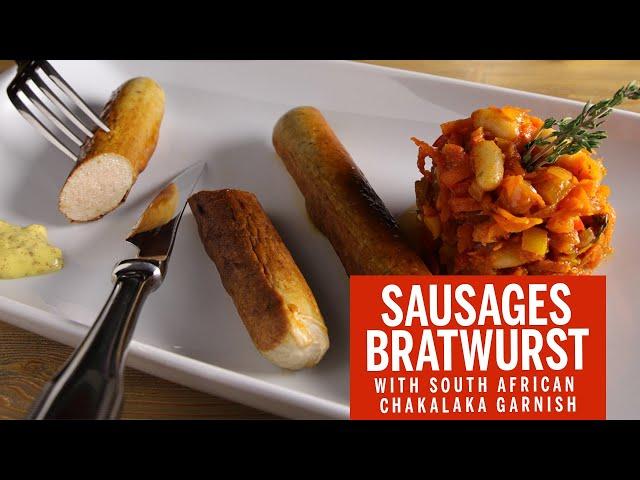 BRATWURST SAUSAGES with South African CHAKALAKA I MAGEFESA recipe