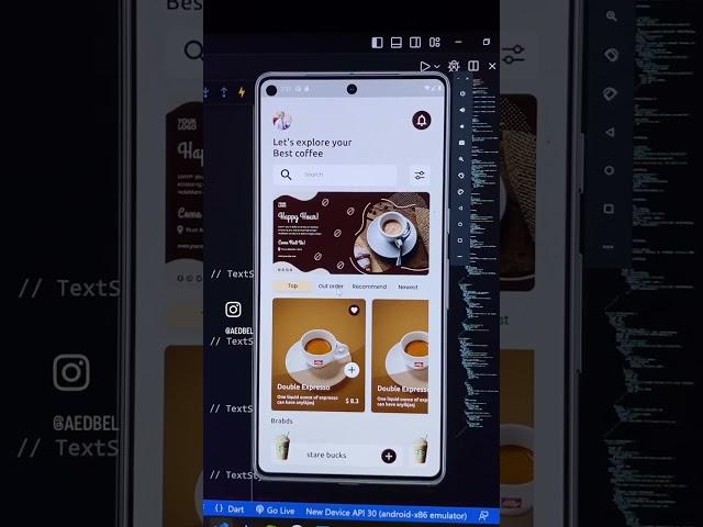 Coffee app -#flutter #ui #flutterdeveloper #flutterdesigns #coding #app #food #coffee #progaming #ux