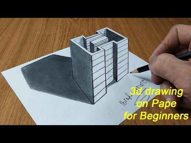 3d drawing on Paper for Beginners - draw a Building