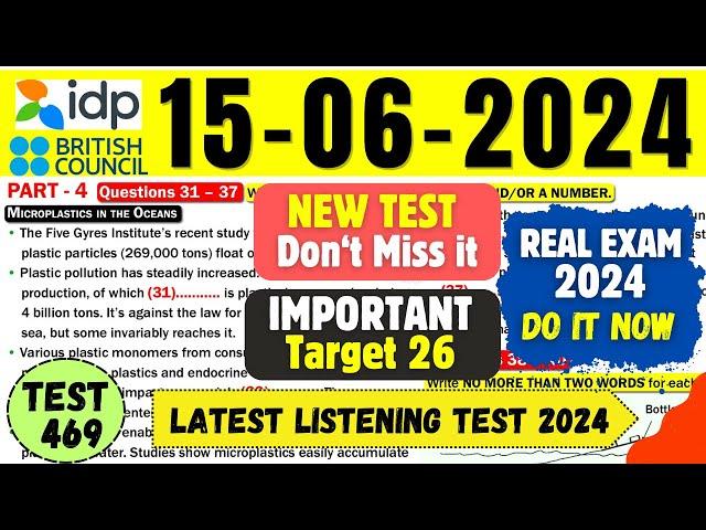 IELTS Listening Practice Test 2024 with Answers | 15.06.2024 | Test No - 469