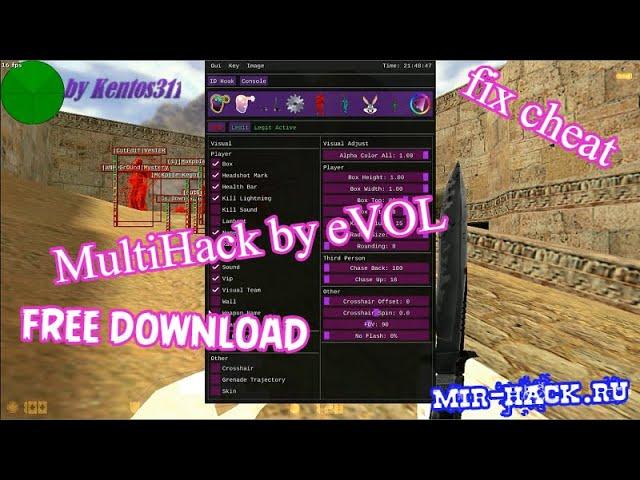 Чит MultiHack by eVOL V21 для CS 1.6 | download free hack for cs 1.6 fix