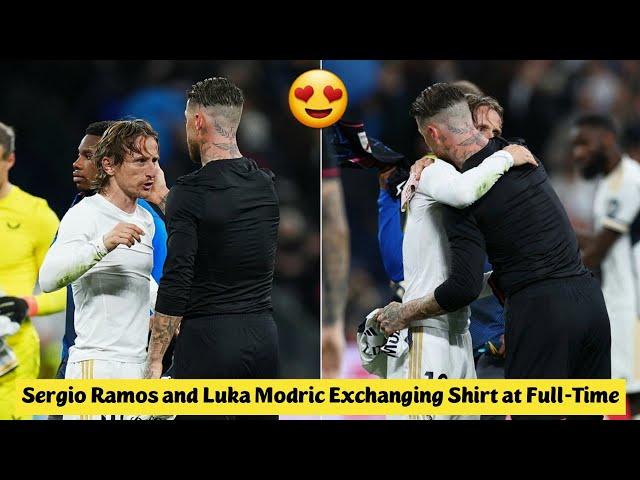  Sergio Ramos and Luka Modric Exchanging Shirt at Full-Time during Real Madrid vs Sevilla