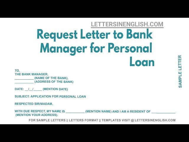 Request Letter To Bank Manager For Personal Loan - Sample Application Letter for Personal Loan