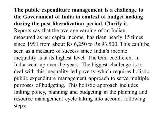 The public expenditure management is a challenge to the Government of India in context of budget