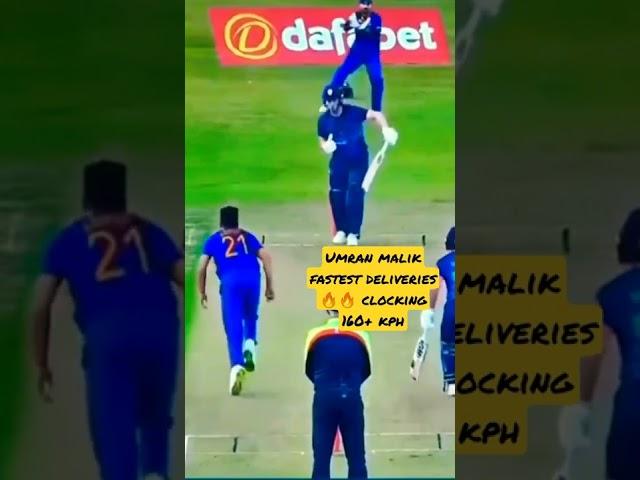 umran malik fastest deliveries in cricket clocking over 160 kmph #cricket #india #shorts #msdhoni