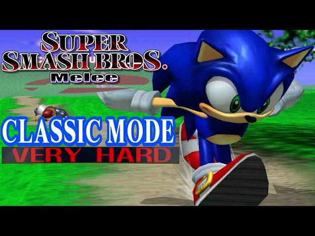 Super Smash Bros. Melee - Classic Mode Gameplay with Sonic (VERY HARD)