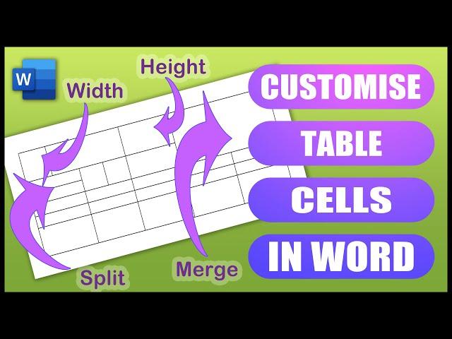 Change the size, height, width, split and merge TABLE CELLS in WORD