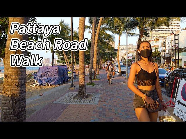 Pattaya Beach Road Walk in Late Afternoon - 26th October Thailand 4K