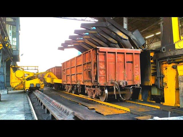 How to unloading goods train in power plant|wagon tippler|