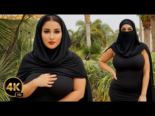 4K AI Lookbook: AI Arabian Woman in Black Niqab and Mask