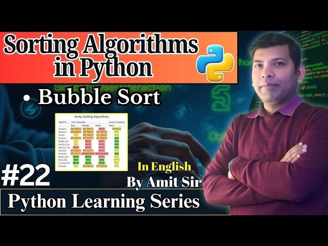 #22 Python Sorting Algorithm with Example | Bubble Sort | Python Tutorial | Codetpoint