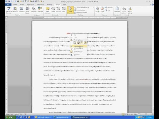 MS Word reviewing tools- annotation practice