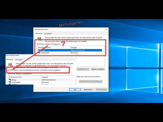 Windows 10: Autoanmeldung verschwunden. Benutzernamen & Kennwort eingeben wird nicht angezeigt?