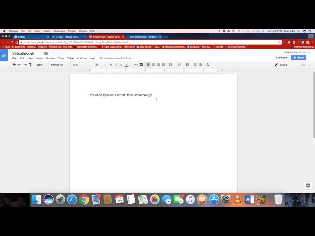 Strikethrough in Google Docs