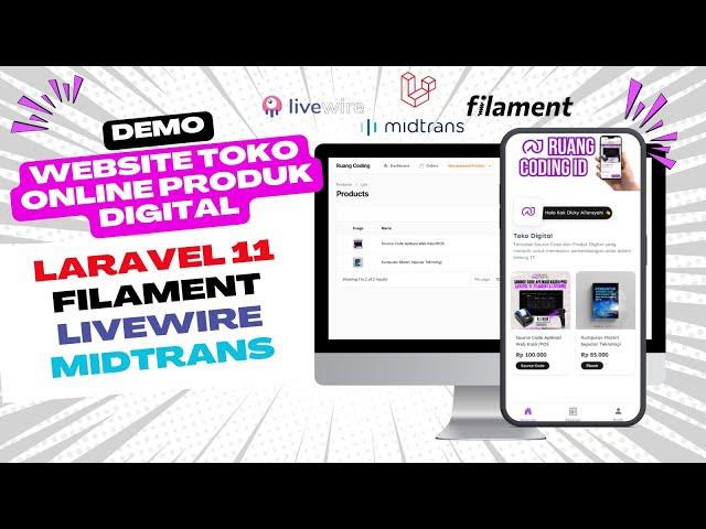 [DEMO] SOURCE CODE TOKO ONLINE PRODUK DIGITAL MENGGUNAKAN LARAVEL 11, LIVEWIRE, FILAMENT, MIDTRANS