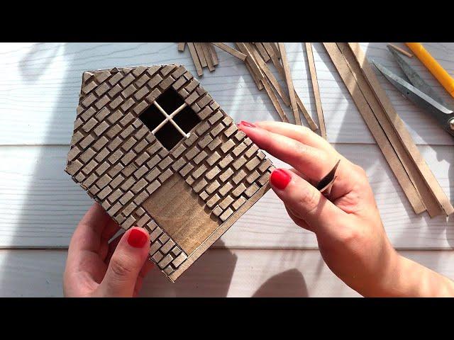 DIY miniature cardboard house | Cardboard craft idea