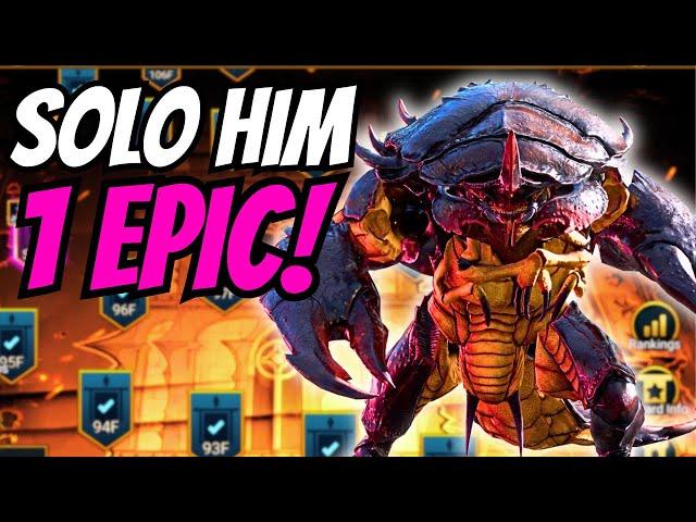 F2P DOOM TOWER HARD 100 SCARAB KING WITH 1 EPIC FULL AUTO | RAID: SHADOW LEGENDS