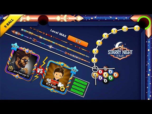 Starry Night 3 Cue Level Max  I met Gaming With K on 9 ball pool  Pro 8 ball pool