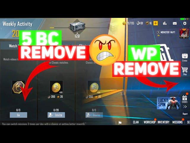 Pubg Lite WP Remove/ 5 BC Option Remove  Pubg lite New Update 0.28.0 Kab Aayega