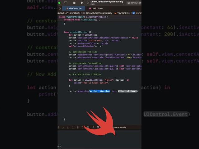 UIButton | Adding Action | Xcode #xcode #swift #ios