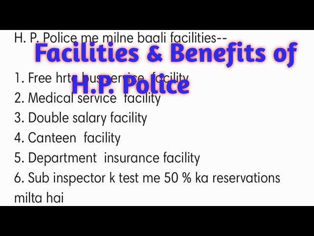 Facilities & Benefits of H.P. Police | Him Rakshak