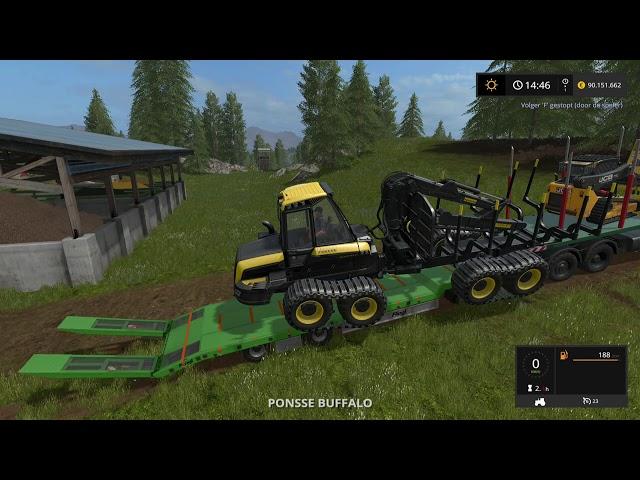 Let's Play Farming Simulator 2017 | Goldcrest Valley | transporting the log equipment | Episode 37