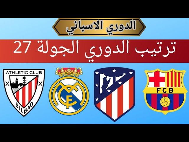 ترتيب الدوري الاسباني وترتيب الهدافين ونتائج مباريات الجوله 27 اليوم السبت 8-3-2025