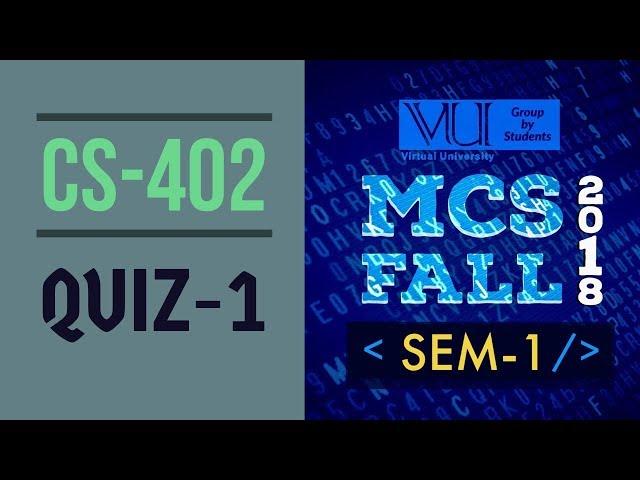 QUIZ-01 CS-402 THEORY OF AUTOMATA MCS FALL-2018