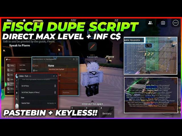 [] Fisch *MAX LEVEL + DUPE* Script KEYLESS | Updated | AutoFarming & Unlock All | Roblox Mobile/PC