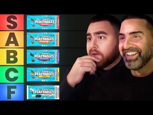 Ranking Every MrBeast Feastables Chocolate Bar With My Dad! (TIER LIST)