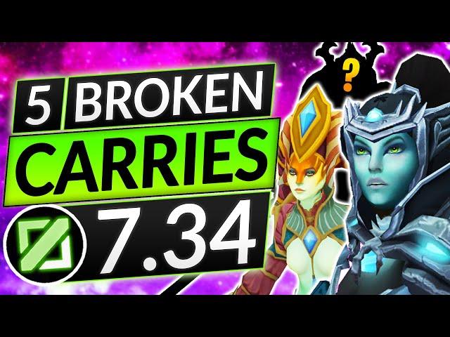 5 MOST BROKEN CARRIES of the NEW 7.34 Patch - BEST CARRY HEROES - Dota 2 Tier List Guide