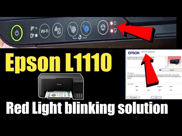 epson L1110 red light blinking problem solution, epson L1110 resetter Free  L1110 service required