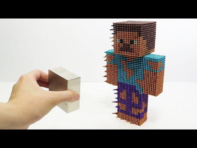 Monster Magnets Vs Poor Steve Minecrat | Make Poor Steve with Magnetic Balls