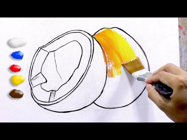 How to Paint Coconut Fruit in Acrylics / Time-lapse / JMLisondra