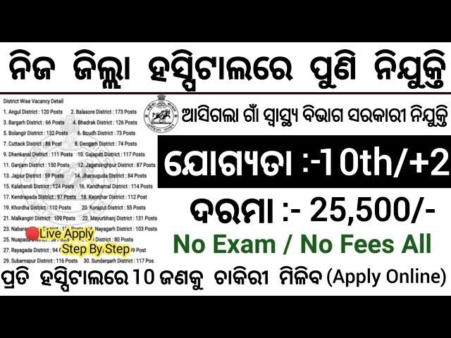 Odisha District Hospital New Recruitment 2024 ! 10th,12th Pass Govt Jobs in Odisha ! Odisha Jobs