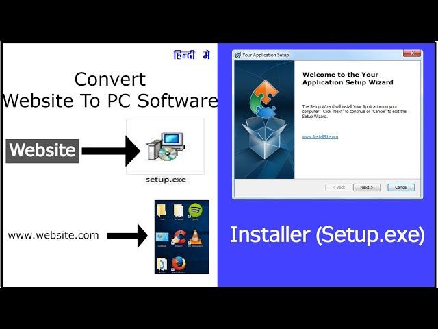 How to convert a website to software installer (setup.exe) in hindi tutorial / create computer app