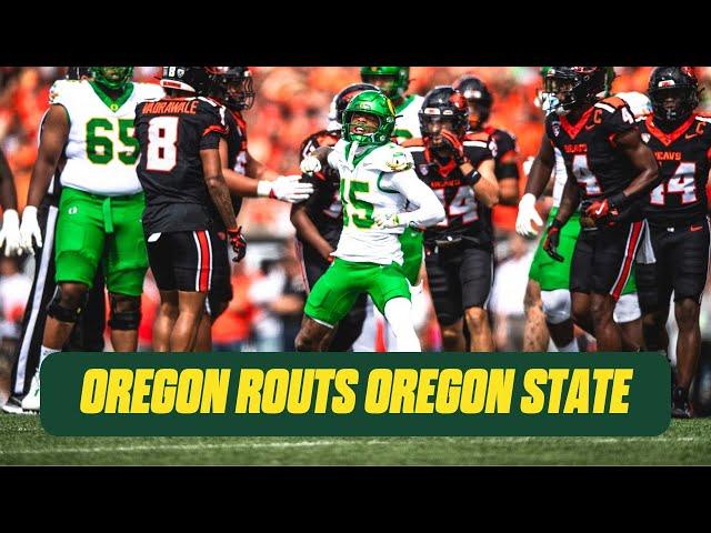 REACTION: No. 9 Oregon Routs Oregon State 49-14 | Ducks Dish Podcast