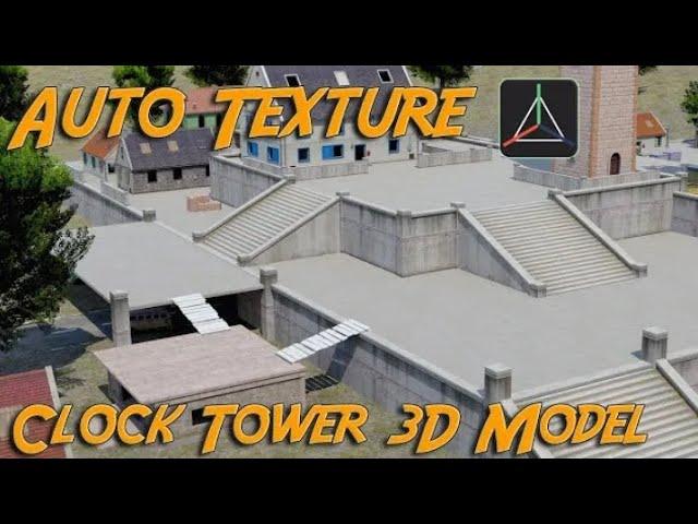 Full Clock Tower 3D Modele With Auto Texture _ Auto Texture Clock Tower Prisma3D Modele