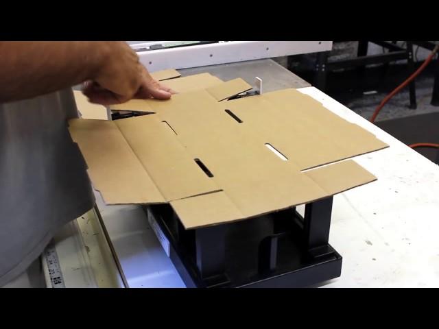 Corrugated Box Folding Tool, Jig, Fixture, Machine with Additional Visual Guides Added