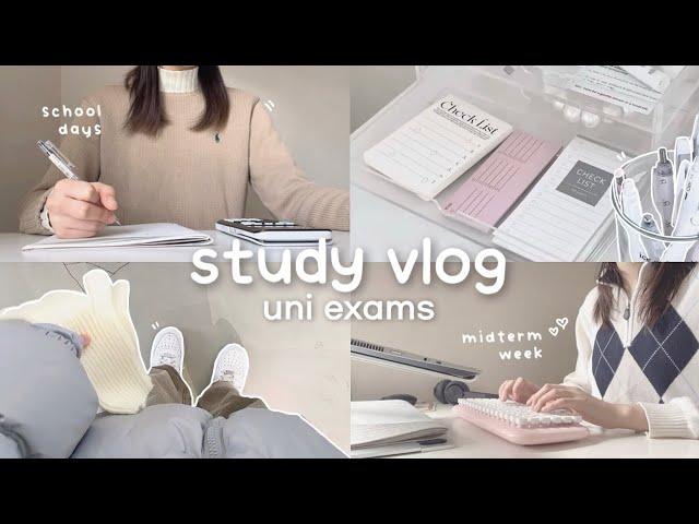 EXAM STUDY  productive uni exam vlog, midterms week, all-nighters, korean street food, etc.