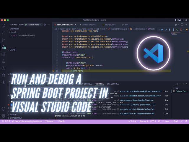 Run and debug a Spring Boot project in Visual Studio Code