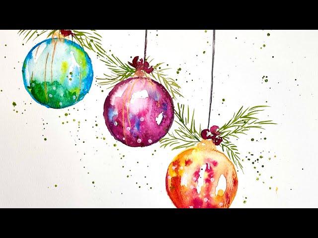 Watercolor Holiday Baubles 