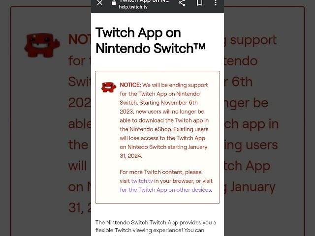 Twitch Getting Removed From Nintendo Switch!