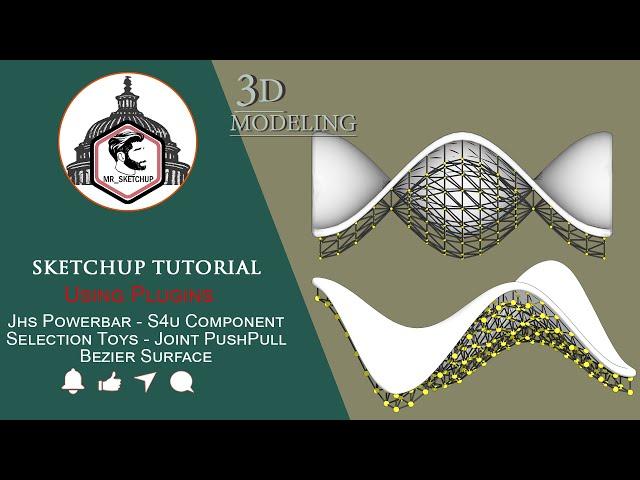 Sketchup tutorial parametric | Space Truss | Frame Structure on Curved Surface