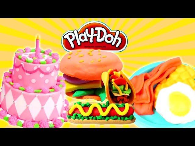 Cooking Play-Doh food. Play Doh cake & Play Doh breakfast.