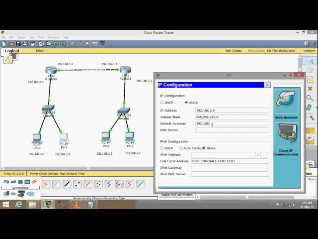 Cisco Packet Tracer Basic Networking - Static Routing using 2 routers